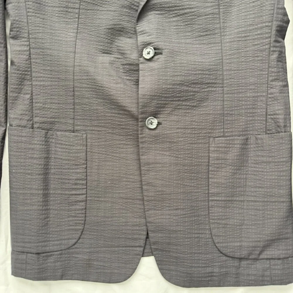 PRADA Charcoal Gray Textured Cotton Suit Blazer 52L